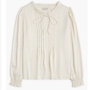 Silky J.Crew Ruffleneck Cream Long Sleeve Blouse